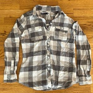 Burton Women’s Flannel Gray Long Sleeve Button Up, Sz small